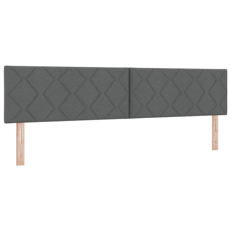 Box Spring Bed With Mattress Dark Grey 200X200 Cm Fabric,  Headboard Diamond Blocks Design Dark Grey 200 Cm Fabric