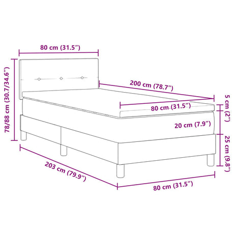 Box Spring Bed With Mattress Taupe 80X200 Cm Fabric