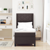 Box Spring Bed With Mattress & Led Dark Brown 90X190 Cm Fabric