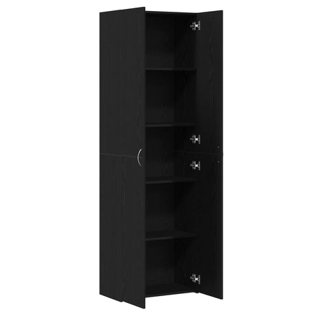 Black Oak Office Cabinet 60X32X190 Cm Made From Engineered Wood