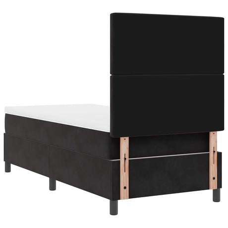 Box Spring Bed With Mattress & Led Black 100X200 Cm Velvet