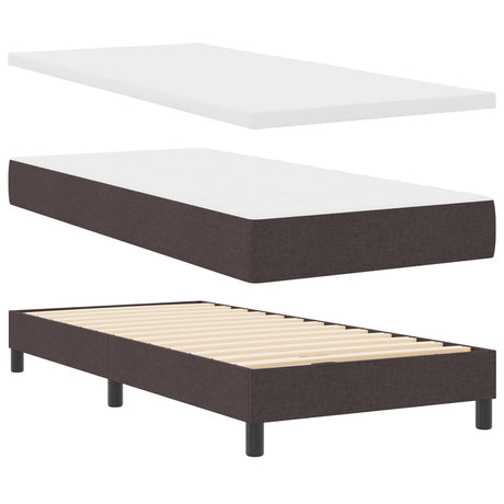 Box Spring Bed With Mattress & Led Dark Brown 90X190 Cm Fabric