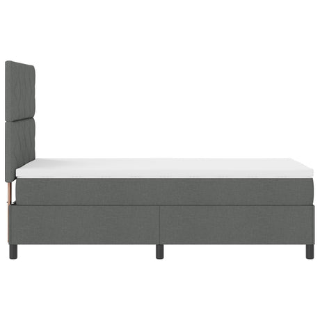 Box Spring Bed With Mattress & Led Dark Grey 100X200 Cm Fabric