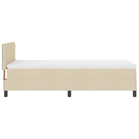 Box Spring Bed With Mattress & Led Cream 100X200 Cm Fabric