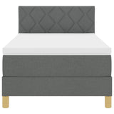 Box Spring Bed With Mattress & Led Dark Grey 90X200 Cm Fabric