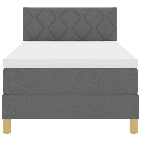 Box Spring Bed With Mattress & Led Dark Grey 90X200 Cm Fabric