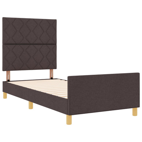 Bed Frame Dark Brown 90X200 Cm Fabric
