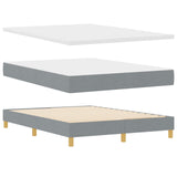 Box Spring Bed With Mattress & Led Light Grey 140X200 Cm Fabric