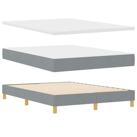Box Spring Bed With Mattress & Led Light Grey 140X200 Cm Fabric