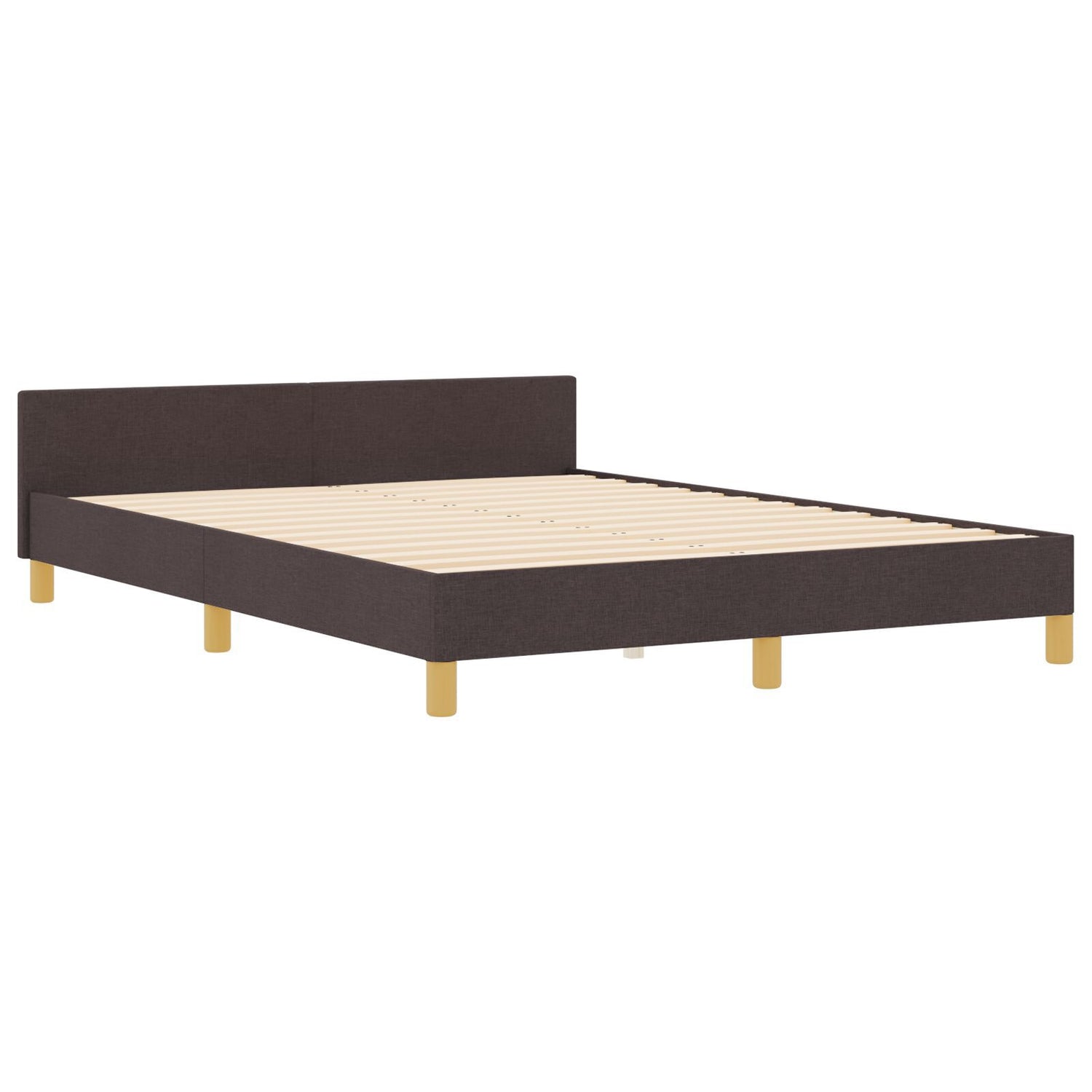 Dark Brown Fabric Bed Frame 160X200 Cm