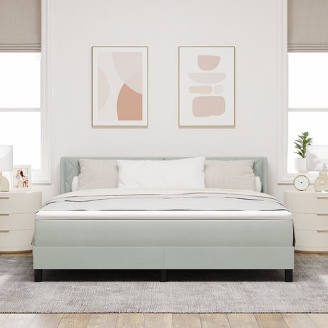 Box Spring Bed With Mattress Light Grey 180X200 Cm Velvet