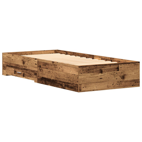 Bed Frame Old Wood 100X200 Cm Engineered Wood