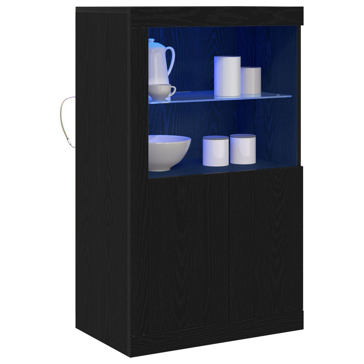 Sideboard With Led Lights Black Oak 60,5X37X100 Cm