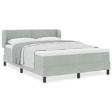 Box Spring Bed With Mattress In Light Grey, 140X190 Cm, Velvet