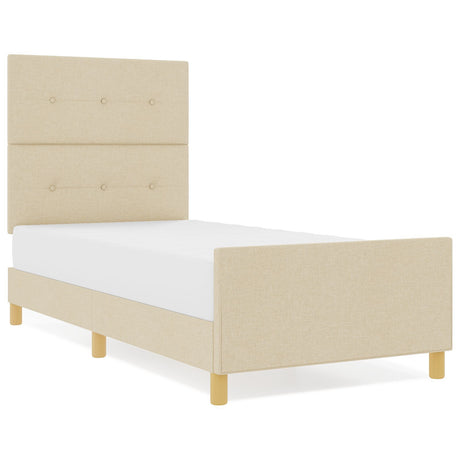 Bed Frame Cream 90X190 Cm Fabric