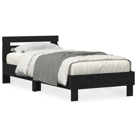 Bed Frame With Led Lights Black Oak 90X190 Cm Engineered Wood