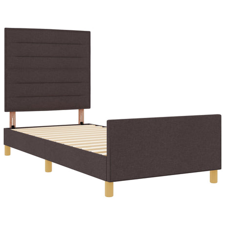 Bed Frame In Dark Brown, 80X200 Cm, Fabric