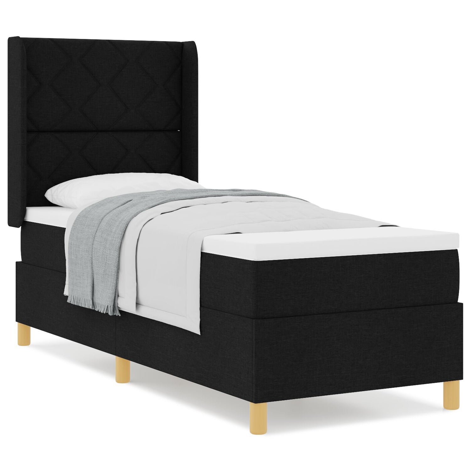 Box Spring Bed With Mattress Black 80X200 Cm Fabric