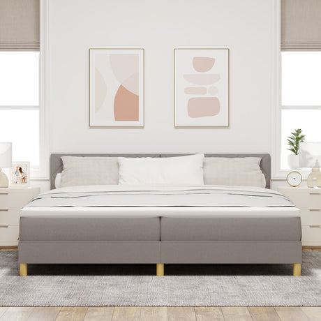 Box Spring Bed With Mattress & Led Taupe 200X200 Cm Fabric