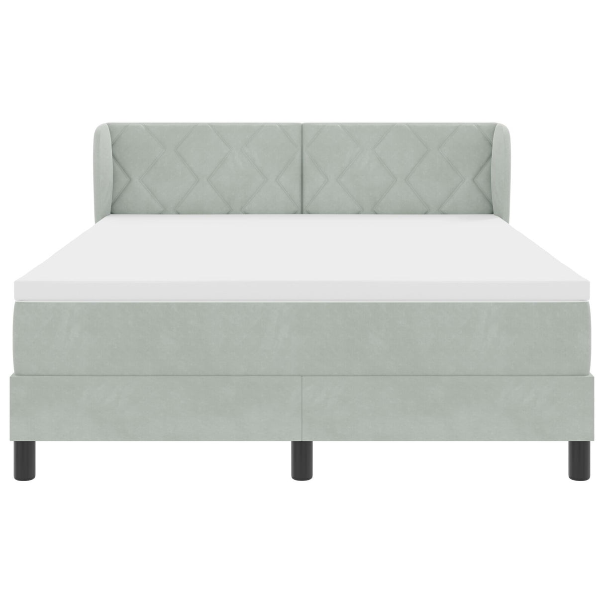 Box Spring Bed With Mattress In Light Grey, 140X190 Cm, Velvet