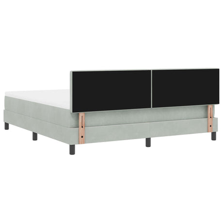 Box Spring Bed With Mattress & Led Light Grey 180X200 Cm Velvet