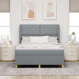 Box Spring Bed With Mattress Light Grey 160X200 Cm Fabric