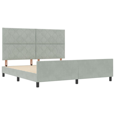 Bed Frame In Light Grey - 180X200 Cm Velvet