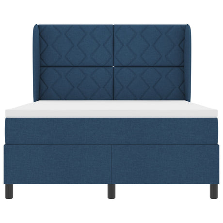 Box Spring Bed With Mattress - Blue, 140X190 Cm, Fabric