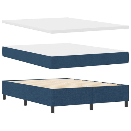 Box Spring Bed With Mattress - Blue, 140X190 Cm, Fabric