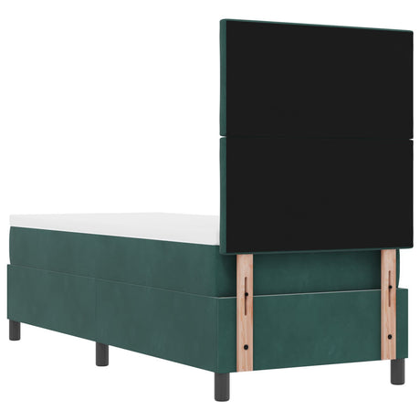 Box Spring Bed With Mattress Dark Green 80X200 Cm Velvet