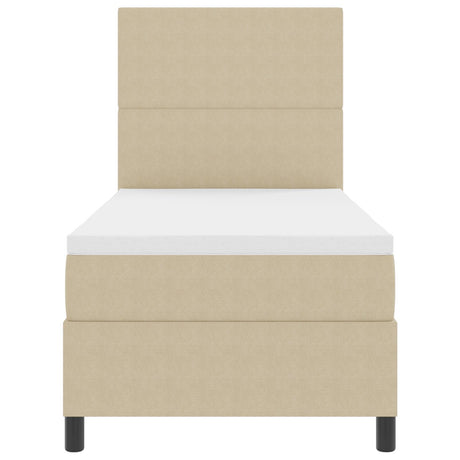 Box Spring Bed With Mattress Light Beige 80X200 Cm Corduroy Fabric