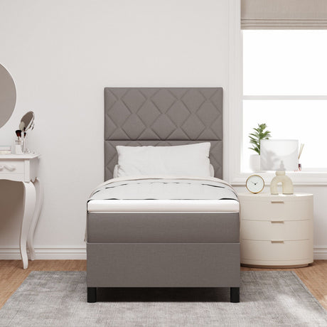 Box Spring Bed With Mattress & Led Taupe 100X200 Cm Fabric