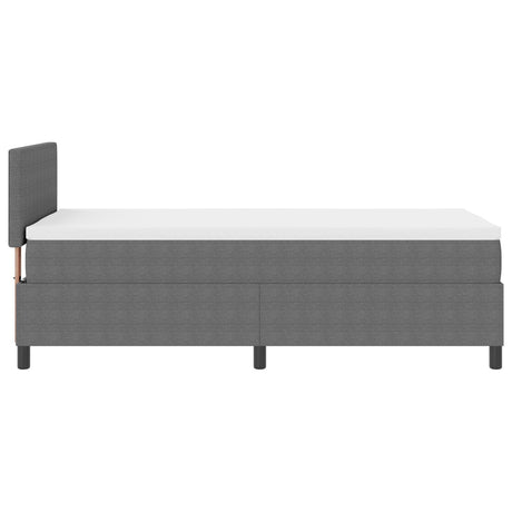Box Spring Bed With Mattress & Led Light Grey 90X200 Cm Corduroy Fabric