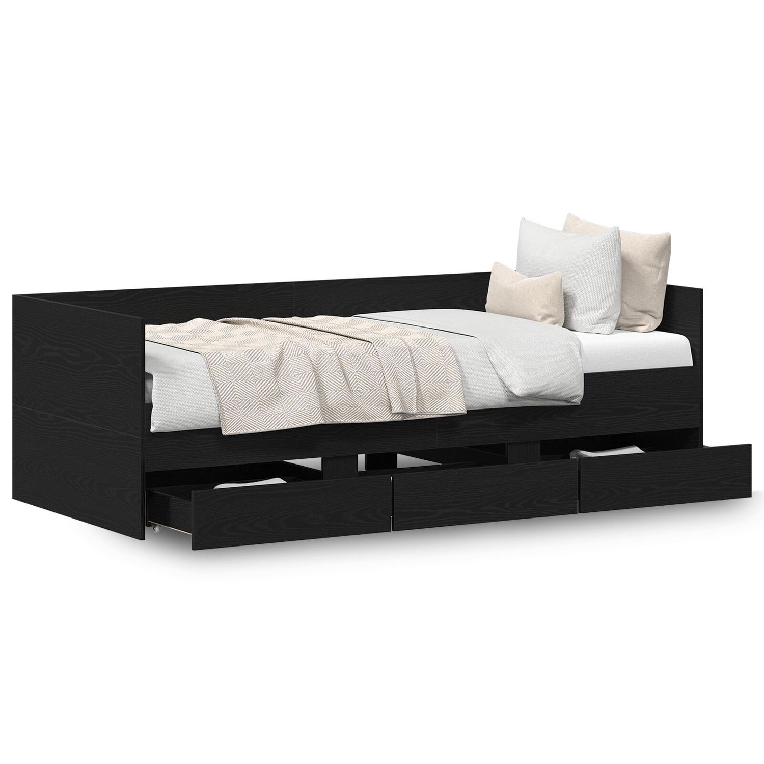 Daybed Black Oak Engineered Wood 90 X 190 Cm Durable Daybed