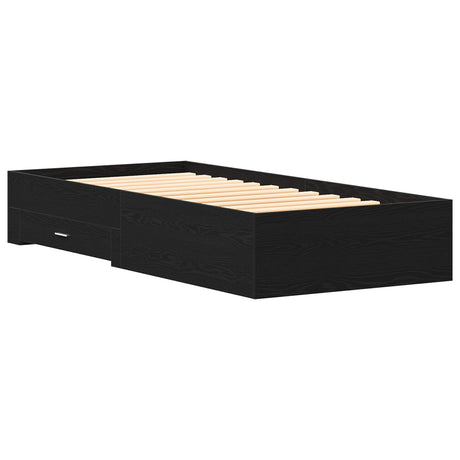 Bed Frame Black Oak 100X200 Cm Engineered Wood