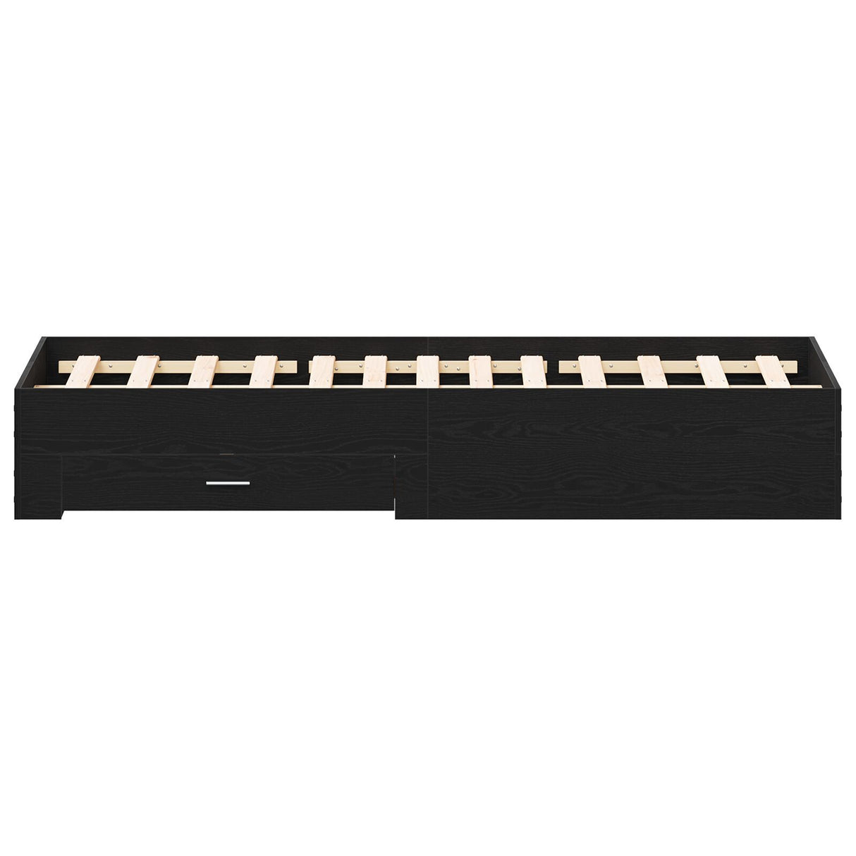 Bed Frame With Drawers Black Oak Engineered Wood 140 X 200 Cm