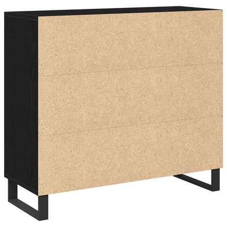 Sideboard With 3 Doors Black Oak 90X34X80 Cm Engineered Wood