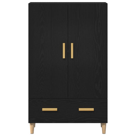 Highboard In Black Oak, 70X31X115 Cm, Made From Engineered Wood