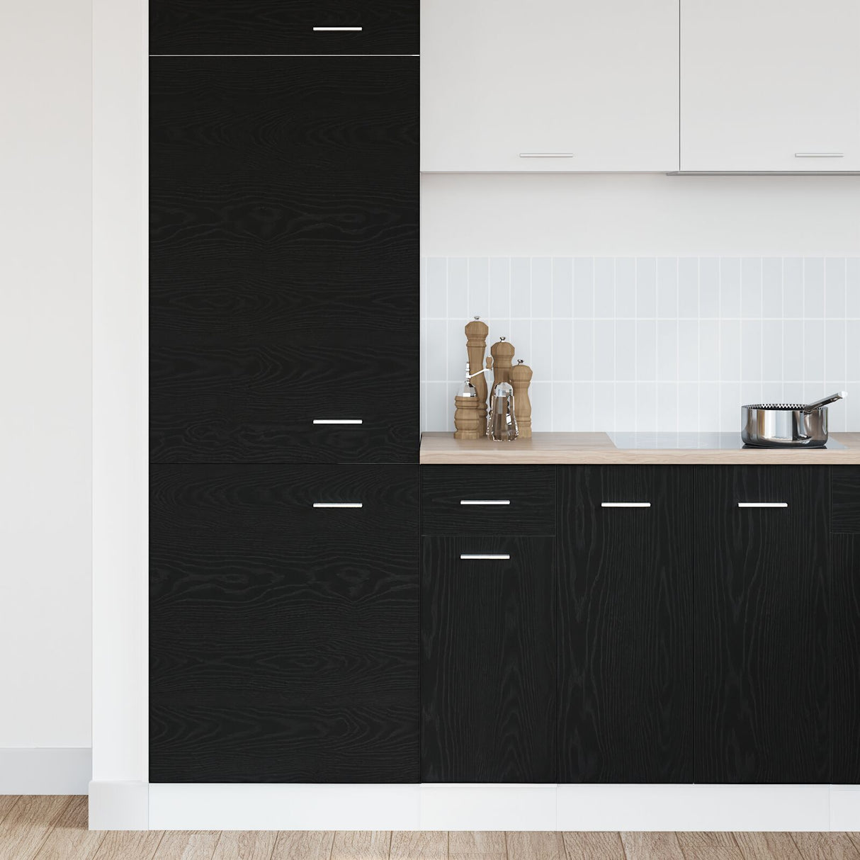 Black Oak Drawer Bottom Cabinet - 30X46X81.5 Cm, Made From Engineered Wood