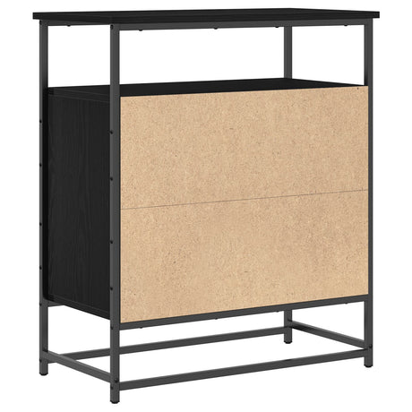 Sideboard Black Oak 69X35X80 Cm Engineered Wood And Steel