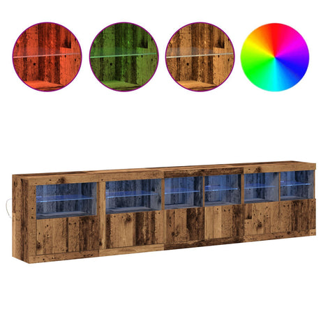 Sideboard With Led Lights Old Wood 283X37X67 Cm Engineered Wood
