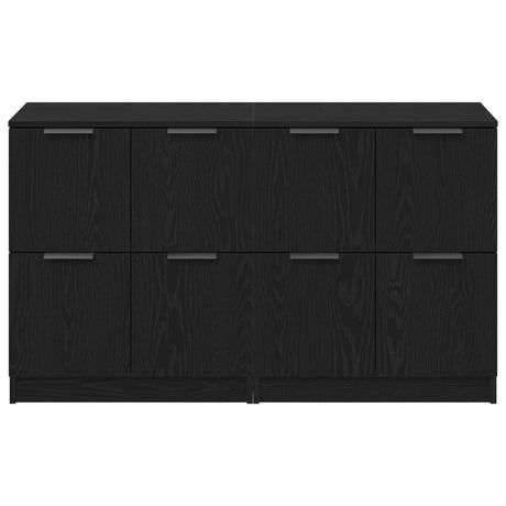 Sideboards 2 Pcs Black Oak 60X30X70 Cm Engineered Wood