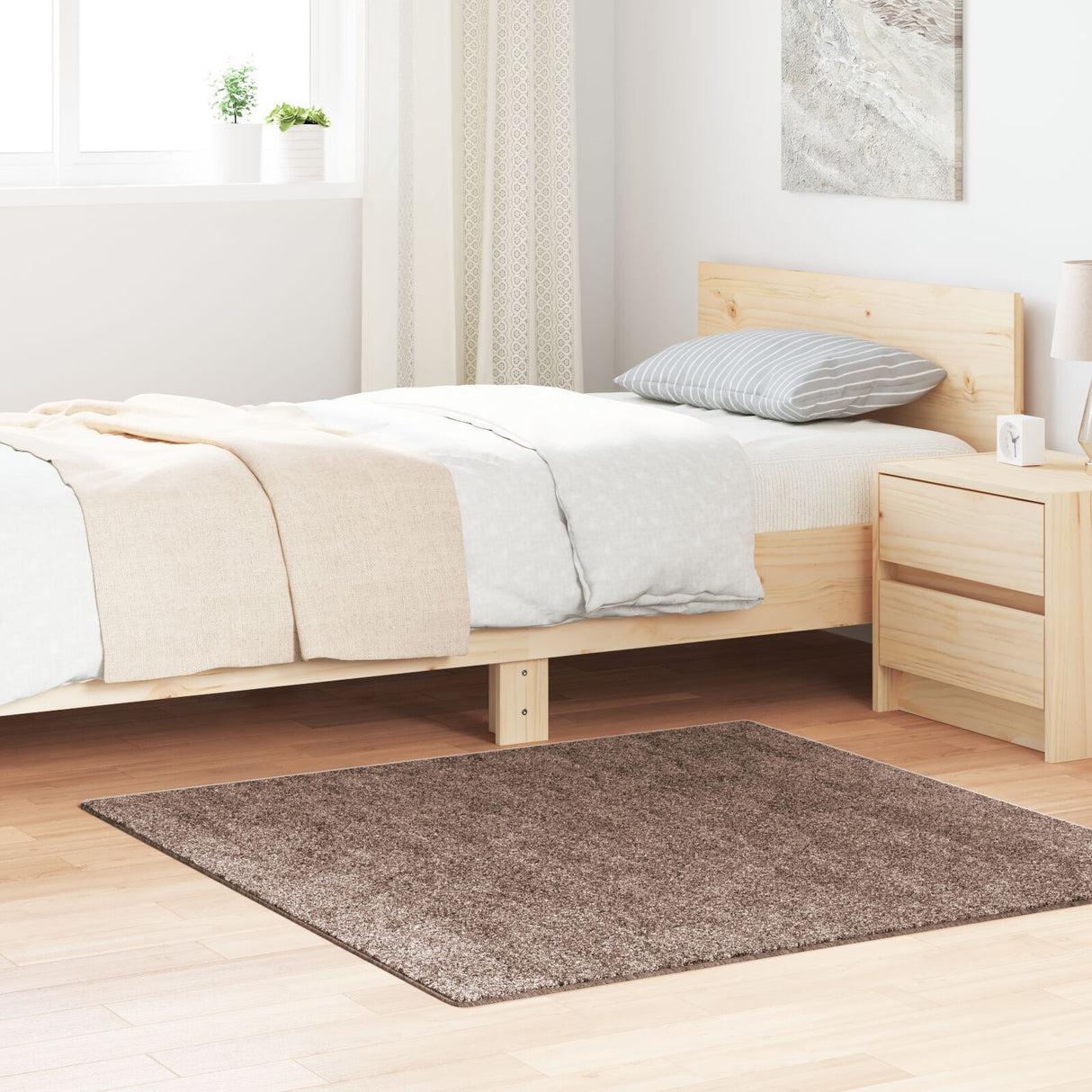 Shaggy Rug High Pile Brown 120X120 Cm Pp