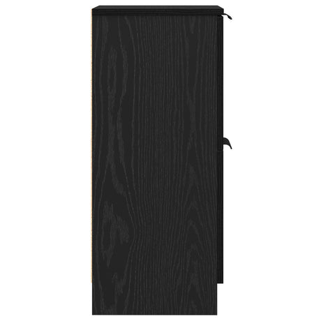 Sideboards 2 Pcs In Black Oak, 30X30X70 Cm, Made Of Engineered Wood