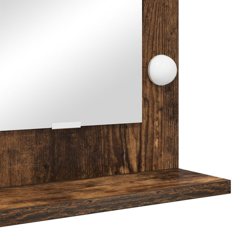 Vanity Mirror Smoked Oak Wood And Glass 80 X 55 X 18 Cm Mirror