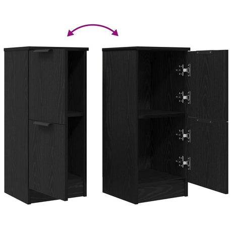Sideboards 2 Pcs In Black Oak, 30X30X70 Cm, Made Of Engineered Wood