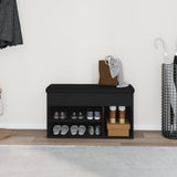 Storage Bench Black Oak 80X30X45 Cm Engineered Wood