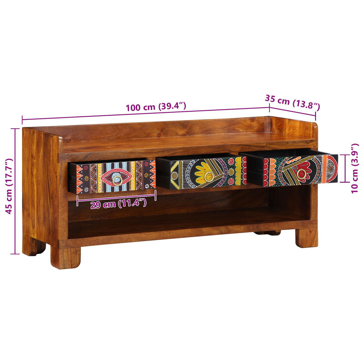 Shoe Bench 100X35X45 Cm Solid Wood Acacia