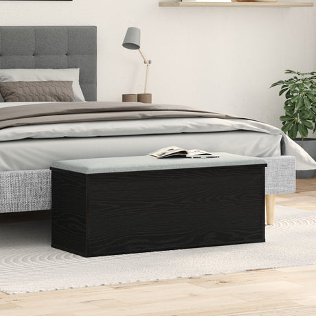 Storage Box In Black Oak - 102X35X35 Cm, Made From Engineered Wood