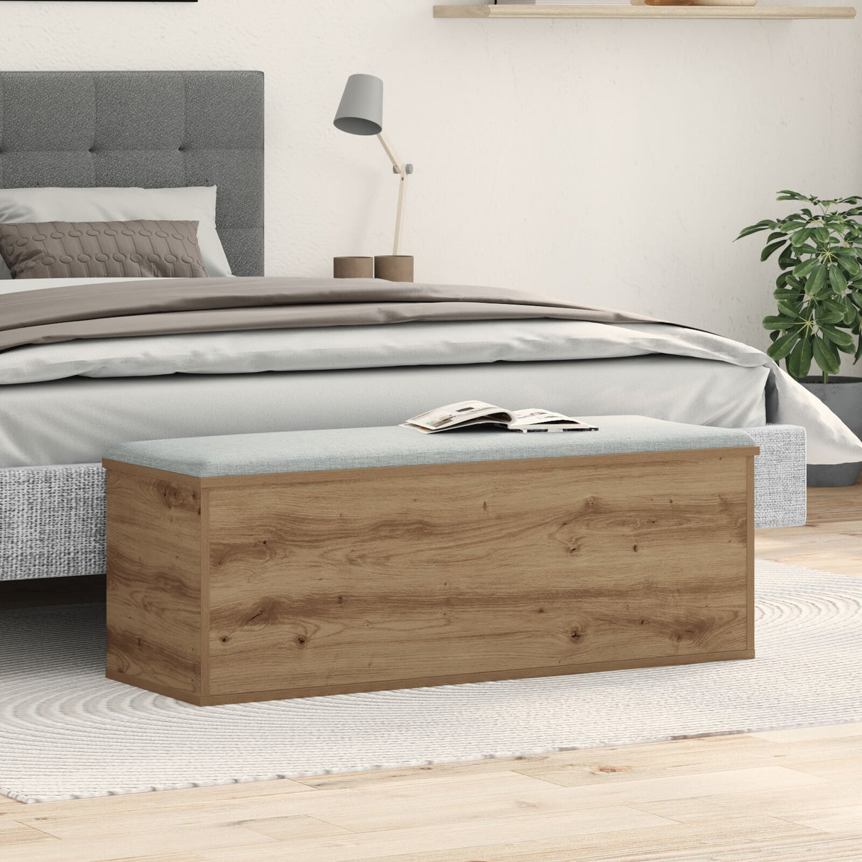 Artisan Oak Storage Box 102X35X35 Cm Made Of Engineered Wood